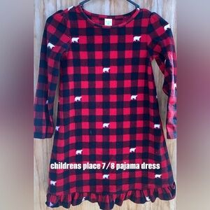 Children's Place Red Plaid Pajama Dress size 7/8